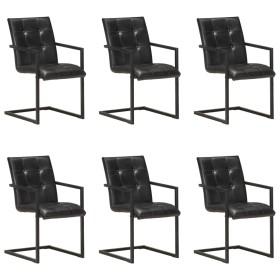 Cantilever dining chairs 6 units black genuine leather by , dining chairs - Ref: Foro24-3059820, Price: 851,30 €, Discount: %