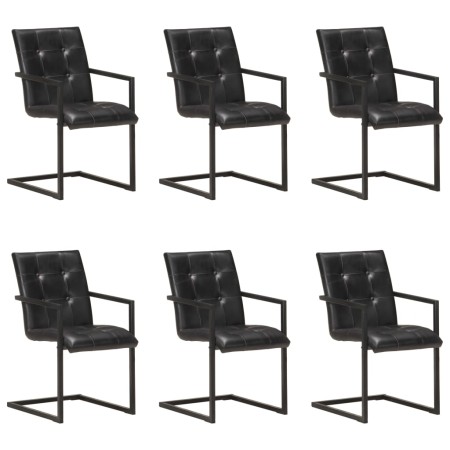 Cantilever dining chairs 6 units black genuine leather by , dining chairs - Ref: Foro24-3059820, Price: 851,30 €, Discount: %