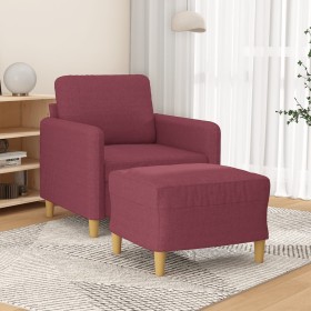 Red fabric armchair with stool 60 cm by , Sofas - Ref: Foro24-3201190, Price: 214,99 €, Discount: %