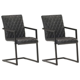 Cantilever dining chairs 2 units black genuine leather by , dining chairs - Ref: Foro24-321844, Price: 279,63 €, Discount: %