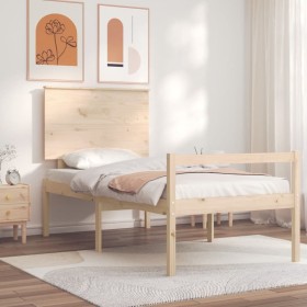 Bed for seniors with solid wood headboard by , Beds and slatted bases - Ref: Foro24-3195441, Price: 124,99 €, Discount: %