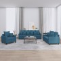 Blue velvet 3-piece sofa set with cushions by , Sofas - Ref: Foro24-3201689, Price: 669,01 €, Discount: %