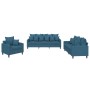 Blue velvet 3-piece sofa set with cushions by , Sofas - Ref: Foro24-3201689, Price: 669,01 €, Discount: %