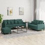 Dreiteilige Sofagarnitur aus dunkelgrünem Samt mit Kissen von , Sofas - Ref: Foro24-3201732, Preis: 568,89 €, Rabatt: %