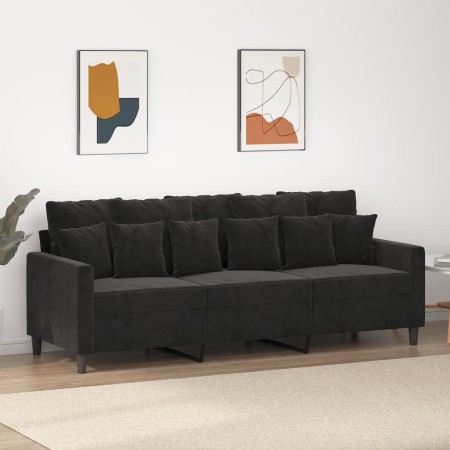 Sofá de 3 plazas terciopelo negro 180 cm de , Sofás - Ref: Foro24-359318, Precio: 296,95 €, Descuento: %