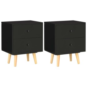 2 solid black pine wood bedside tables 40x30x50cm by vidaXL, Nightstands - Ref: Foro24-285225, Price: 78,38 €, Discount: %