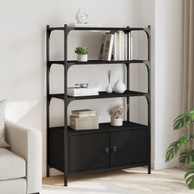 3-shelf black engineered wood bookcase 70x30x109.5 cm by , Bookcases and shelves - Ref: Foro24-838993, Price: 70,82 €, Discou...