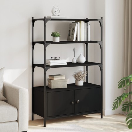 3-shelf black engineered wood bookcase 70x30x109.5 cm by , Bookcases and shelves - Ref: Foro24-838993, Price: 70,71 €, Discou...