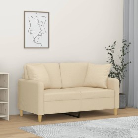 2-seater sofa with cream fabric cushions 120 cm by , Sofas - Ref: Foro24-3200903, Price: 257,99 €, Discount: %