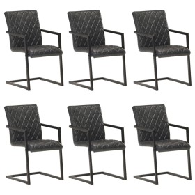 Cantilever dining chairs 6 units black genuine leather by , dining chairs - Ref: Foro24-3057795, Price: 825,91 €, Discount: %