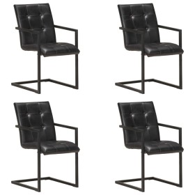 Cantilever dining chairs 4 units black genuine leather by , dining chairs - Ref: Foro24-3059816, Price: 568,87 €, Discount: %