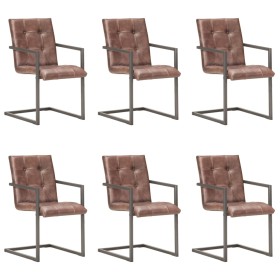 Cantilever dining chair 6 pcs aged brown genuine leather by , dining chairs - Ref: Foro24-3059821, Price: 868,49 €, Discount: %