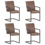 Cantilever dining chairs 4 units brown genuine leather by , dining chairs - Ref: Foro24-3059809, Price: 625,27 €, Discount: %