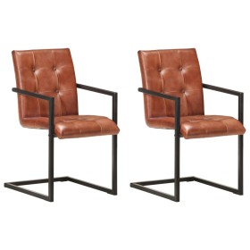 Cantilever dining chairs 2 units brown genuine leather by , dining chairs - Ref: Foro24-321847, Price: 309,99 €, Discount: %