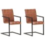 Cantilever dining chairs 2 units brown genuine leather by , dining chairs - Ref: Foro24-321851, Price: 272,55 €, Discount: %