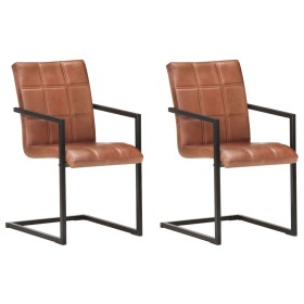 Cantilever dining chairs 2 units brown genuine leather by , dining chairs - Ref: Foro24-321851, Price: 272,55 €, Discount: %