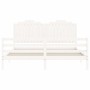 Double bed frame with white solid wood headboard by , Beds and slatted bases - Ref: Foro24-3194197, Price: 198,14 €, Discount: %