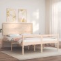 Double bed for seniors solid wood headboard by , Beds and slatted bases - Ref: Foro24-3195486, Price: 167,79 €, Discount: %