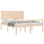 Double bed for seniors solid wood headboard by , Beds and slatted bases - Ref: Foro24-3195486, Price: 167,79 €, Discount: %