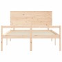 Double bed for seniors solid wood headboard by , Beds and slatted bases - Ref: Foro24-3195486, Price: 167,79 €, Discount: %