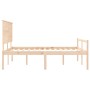 Double bed for seniors solid wood headboard by , Beds and slatted bases - Ref: Foro24-3195486, Price: 167,79 €, Discount: %