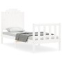 Estructura de cama individual con cabecero madera maciza blanco de , Camas y somieres - Ref: Foro24-3192257, Precio: 120,40 €...