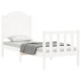 Estructura de cama individual con cabecero madera maciza blanco de , Camas y somieres - Ref: Foro24-3192257, Precio: 120,40 €...