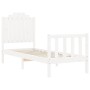 Estructura de cama individual con cabecero madera maciza blanco de , Camas y somieres - Ref: Foro24-3192257, Precio: 120,40 €...