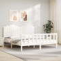 White solid wood bed frame with headboard 180x200 cm by , Beds and slatted bases - Ref: Foro24-3192312, Price: 207,32 €, Disc...