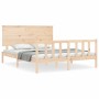 Estructura de cama de matrimonio con cabecero madera maciza de , Camas y somieres - Ref: Foro24-3193406, Precio: 153,03 €, De...