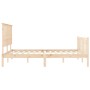 Double bed frame with solid wood headboard by , Beds and slatted bases - Ref: Foro24-3193406, Price: 153,99 €, Discount: %