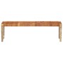 Brown genuine leather and solid mango wood bench 150 cm by , Dining and kitchen benches - Ref: Foro24-321834, Price: 174,99 €...