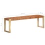 Brown genuine leather and solid mango wood bench 150 cm by , Dining and kitchen benches - Ref: Foro24-321834, Price: 174,99 €...