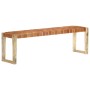 Banco de cuero auténtico marrón y madera de mango maciza 150 cm de , Bancos de comedor y cocina - Ref: Foro24-321834, Precio:...