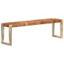 Banco de cuero auténtico marrón y madera de mango maciza 150 cm de , Bancos de comedor y cocina - Ref: Foro24-321834, Precio:...