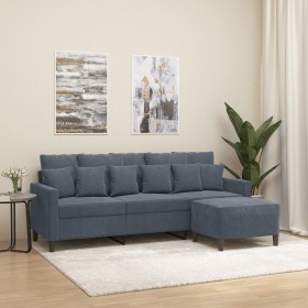 3-seater sofa with stool in dark gray velvet 180 cm by , Sofas - Ref: Foro24-3201108, Price: 357,99 €, Discount: %