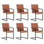 Cantilever dining chairs 6 units brown genuine leather by , dining chairs - Ref: Foro24-3059812, Price: 788,17 €, Discount: %