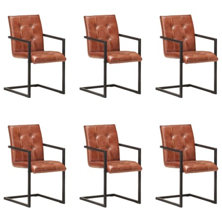 Cantilever dining chairs 6 units brown genuine leather by , dining chairs - Ref: Foro24-3059819, Price: 920,07 €, Discount: %