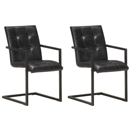 Cantilever dining chairs 2 units black genuine leather by , dining chairs - Ref: Foro24-321848, Price: 285,78 €, Discount: %