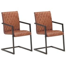 Cantilever dining chairs 2 units brown genuine leather by , dining chairs - Ref: Foro24-321843, Price: 277,96 €, Discount: %