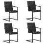 Cantilever dining chairs 4 units black genuine leather by , dining chairs - Ref: Foro24-3065691, Price: 588,96 €, Discount: %