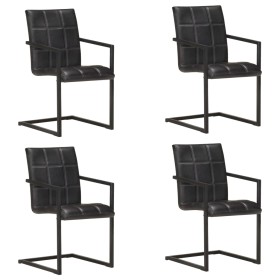 Sillas voladizas de comedor 4 unidades cuero auténtico negro de , Sillas de comedor - Ref: Foro24-3065691, Precio: 588,96 €, ...