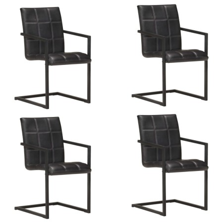 Cantilever dining chairs 4 units black genuine leather by , dining chairs - Ref: Foro24-3065691, Price: 588,96 €, Discount: %