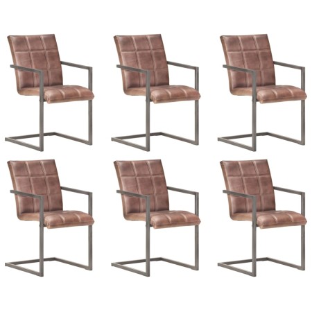 Cantilever dining chair 6 pcs aged brown genuine leather by , dining chairs - Ref: Foro24-3067131, Price: 798,29 €, Discount: %