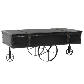 Black engineered wood coffee table with wheels 110x52x43 cm by , Coffee table - Ref: Foro24-345714, Price: 153,34 €, Discount: %