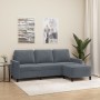 3-seater sofa with stool in dark gray velvet 180 cm by , Sofas - Ref: Foro24-3201056, Price: 356,38 €, Discount: %