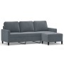 Sofá de 3 plazas con taburete de terciopelo gris oscuro 180 cm de , Sofás - Ref: Foro24-3201056, Precio: 356,99 €, Descuento: %