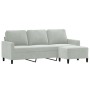 3-Sitzer-Sofa mit hellgrauem Samthocker 180 cm von , Sofas - Ref: Foro24-3201055, Preis: 360,40 €, Rabatt: %