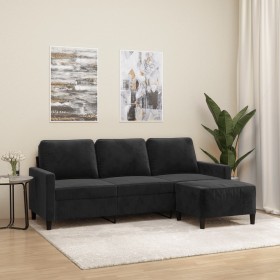 3-seater sofa with black velvet stool 180 cm by , Sofas - Ref: Foro24-3201060, Price: 351,71 €, Discount: %