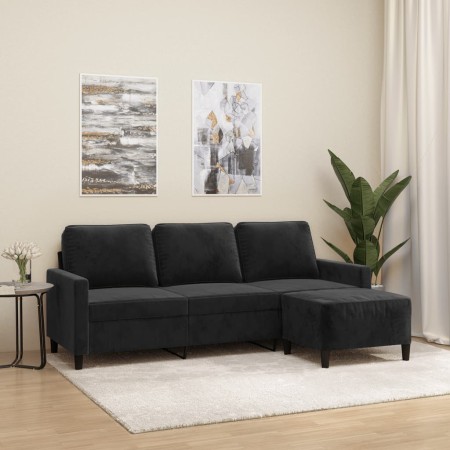 3-seater sofa with black velvet stool 180 cm by , Sofas - Ref: Foro24-3201060, Price: 353,73 €, Discount: %